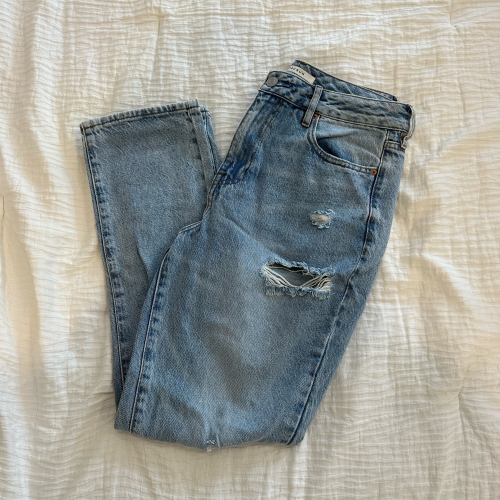 Pacsun ripped medium wash high rise jeans